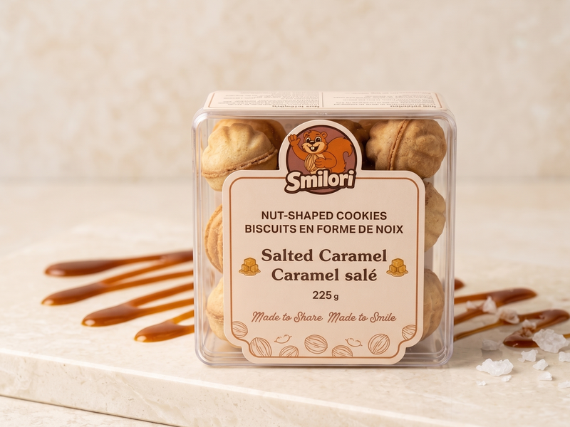 Salted Caramel Nut-Shaped Cookies – Box of 18